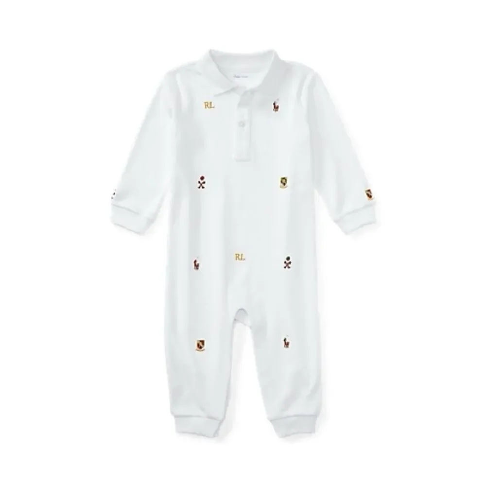 Brand new no tags Ralph Lauren White Polo with Crest Embroidery size 12 months